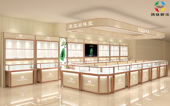 珠寶展示柜臺(tái),珠寶展柜廠(chǎng)家,鴻鈦珠寶展柜廠(chǎng),定制玻璃珠寶展示柜